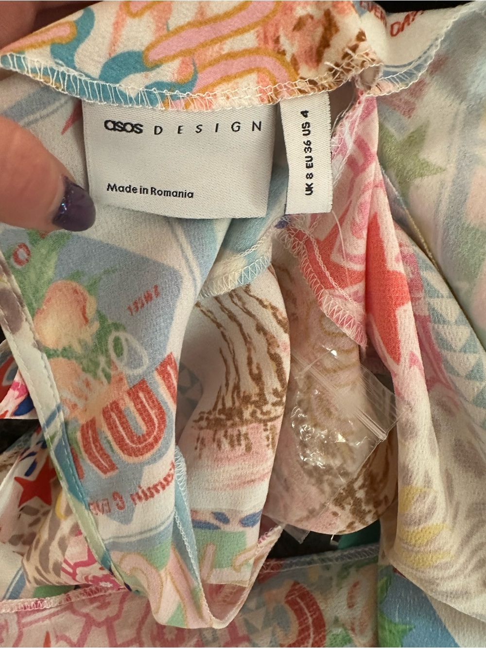 NWT ASOS Multi-Color Florida Themed Patchwork Maxi Dress Size 4 - Picture 3 of 9